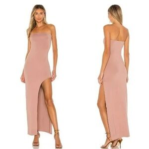 Superdown Toni Strapless Slit Maxi Gown Mocha